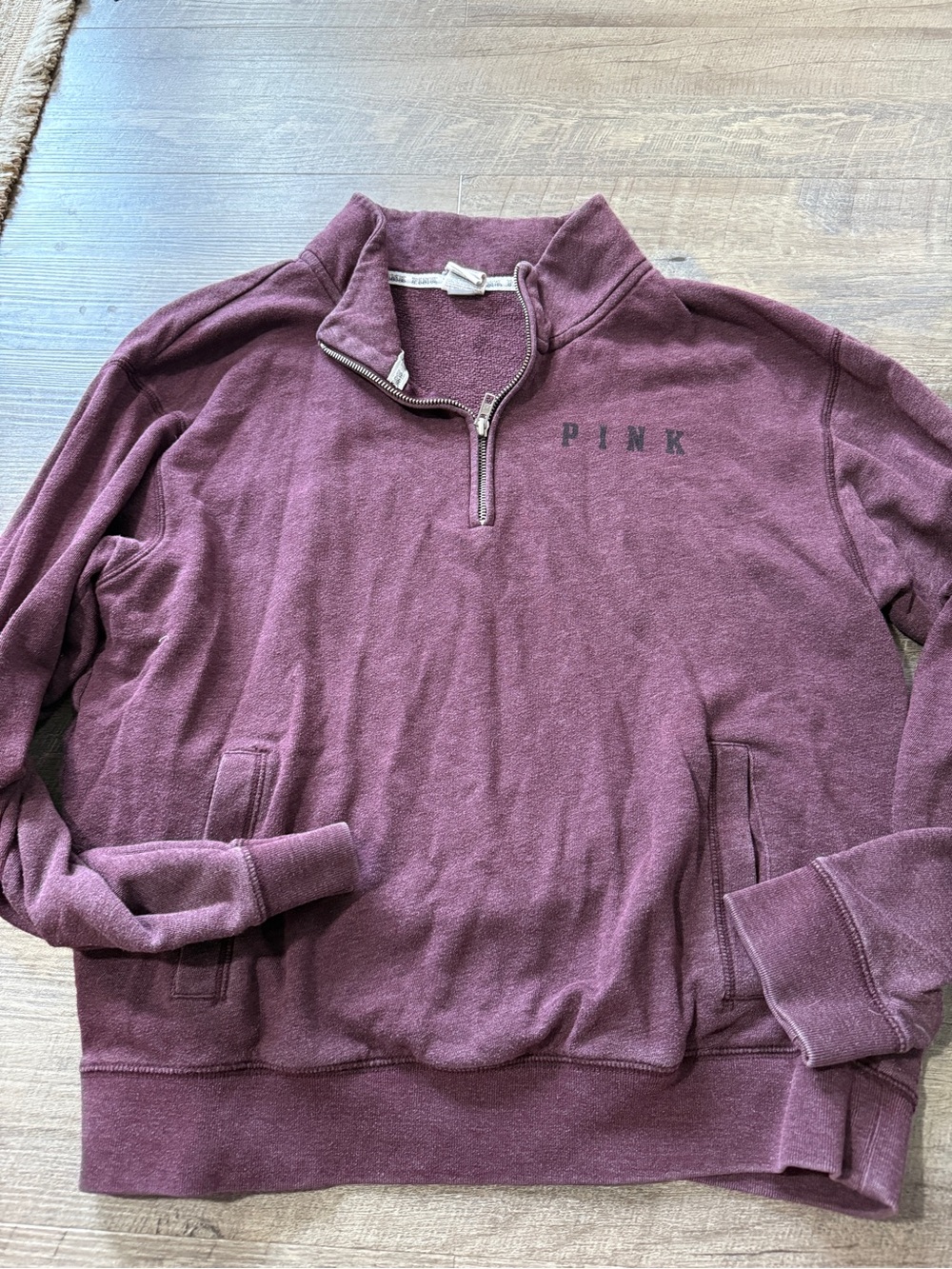 Victoria's Secret PINK Quarter-Zip Pullover Sweater - Maroon